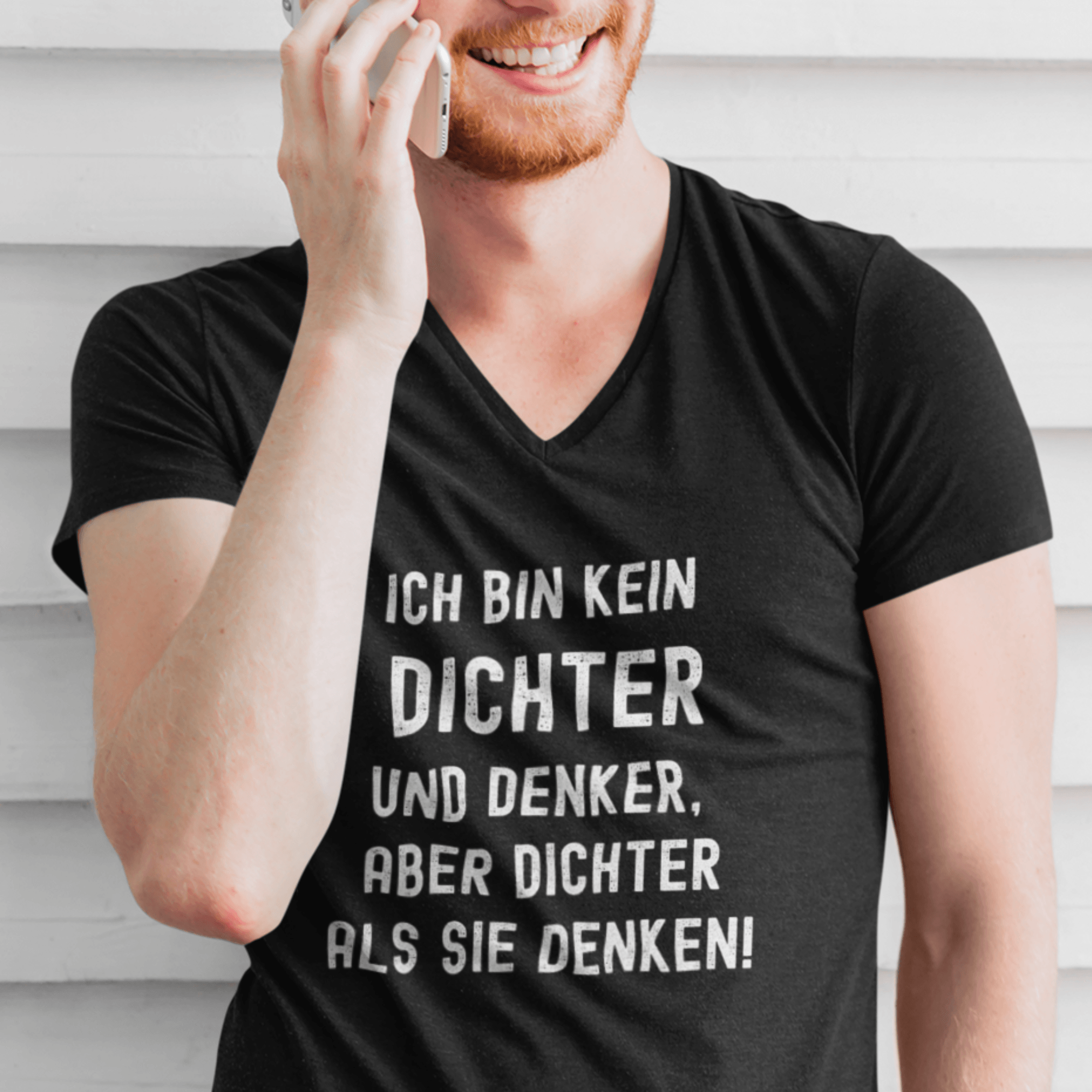 DICHTER UND DENKER - Herren V-Neck Shirt - einschenken24.de