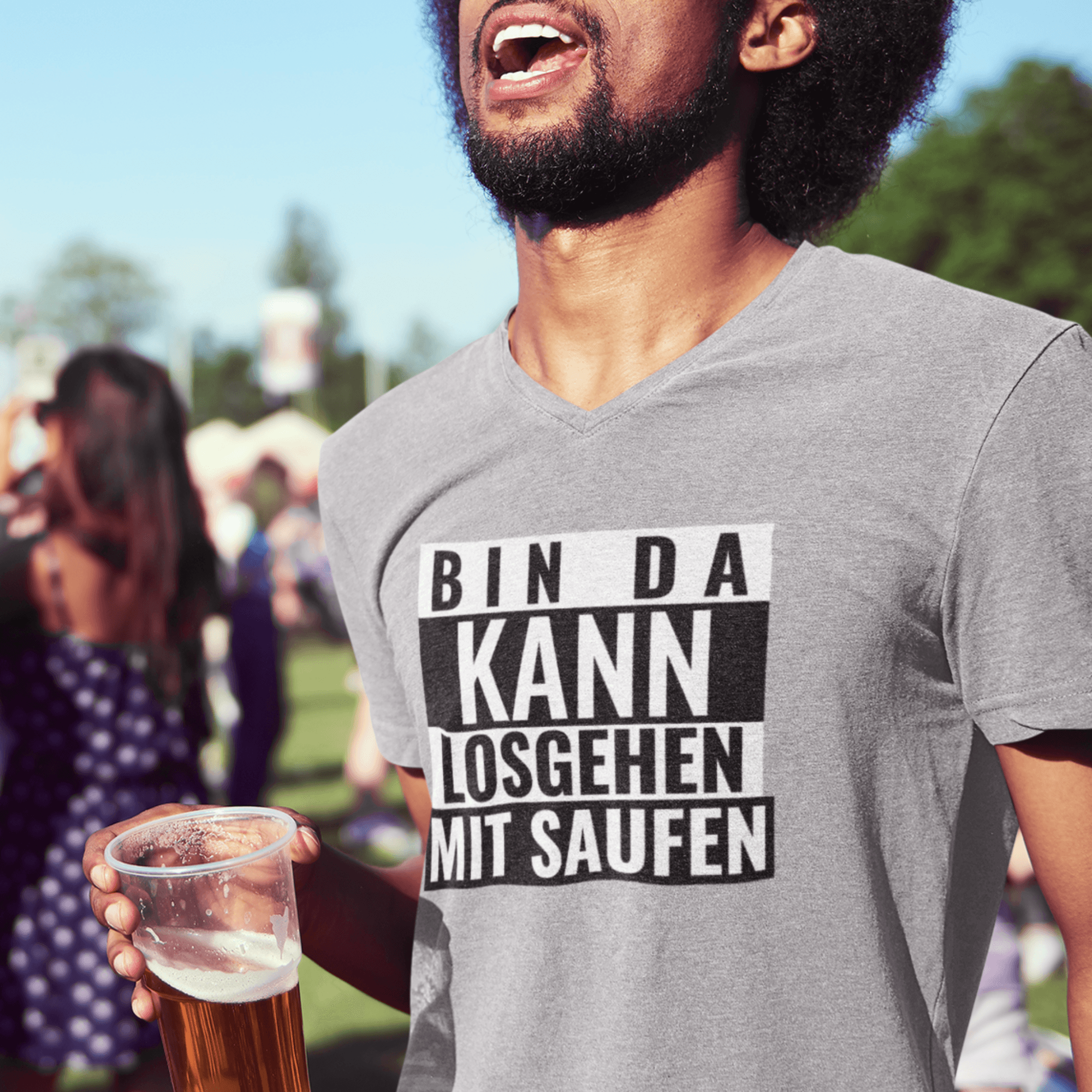 BIN DA - Herren V-Neck Shirt - einschenken24.de